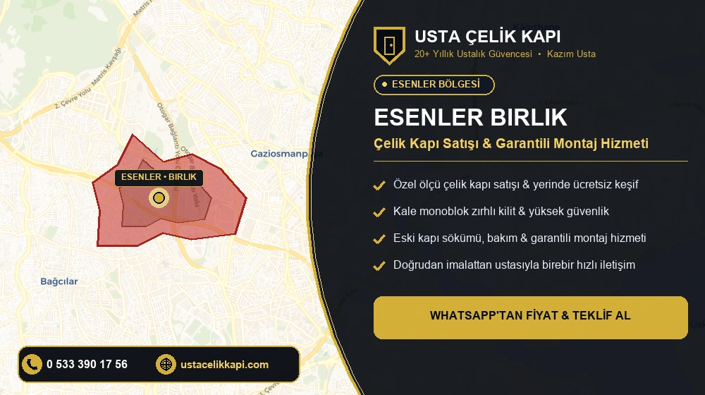 Esenler Birlik Çelik Kapı Satış & Montaj Servisi